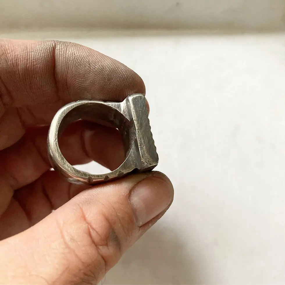 Thumbnail: Handcrafted sterling silver Skull Stamp ring for men and women. Biker rocker skull jewelry. Statement ring by LUGDUN ARTISANS