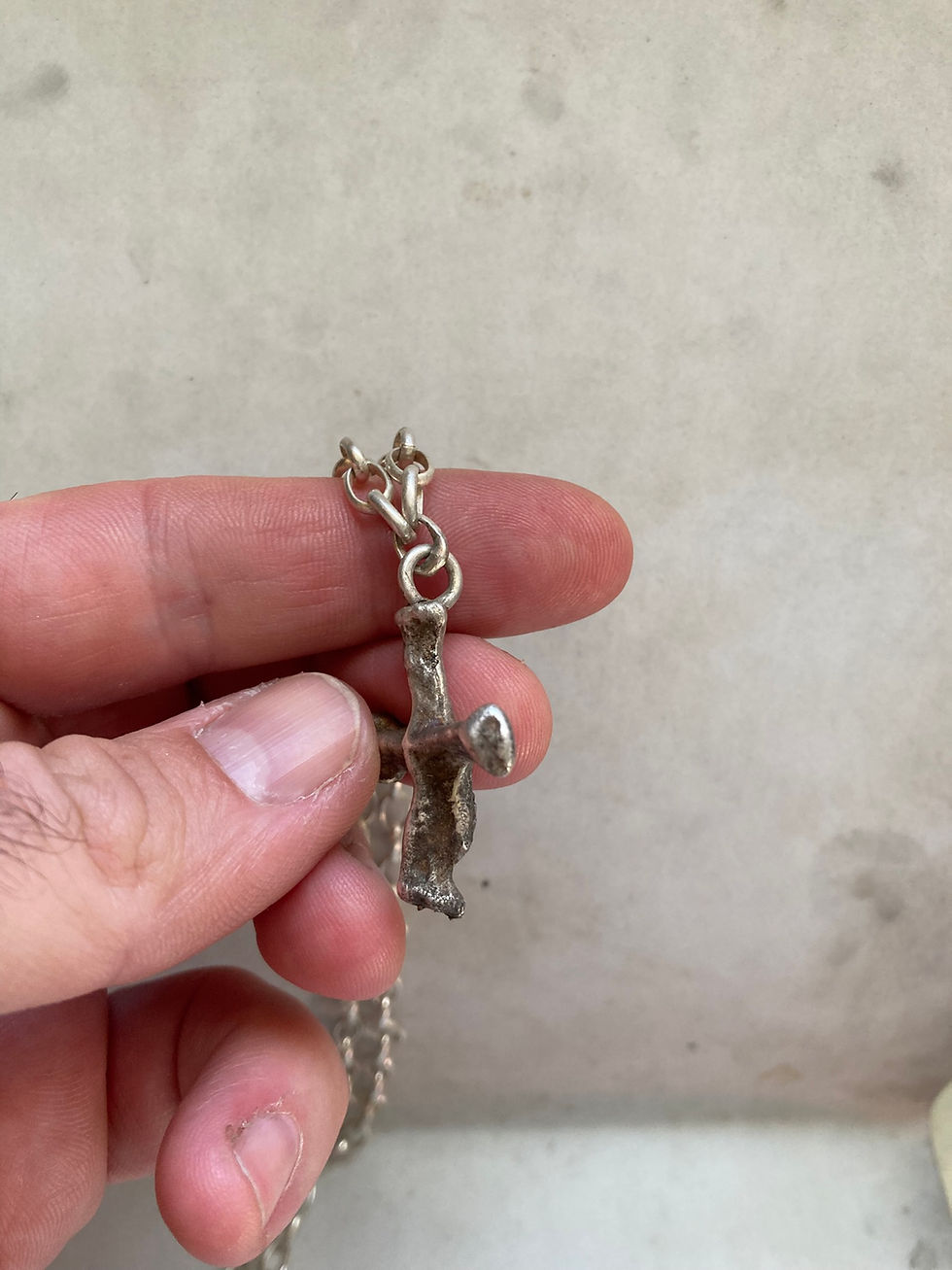 Miniatura: Men's & women's handcrafted Sterling silver  ancient cross necklace - Potent cross Necklace -  Biker christian cross jewelry