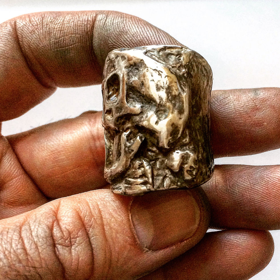 Thumbnail: Men's Designer Silver Skull Ring. Big Sterling Silver Death Skull Jewelry for men. Biker Rocker Skull Ring. USA Handcrafted