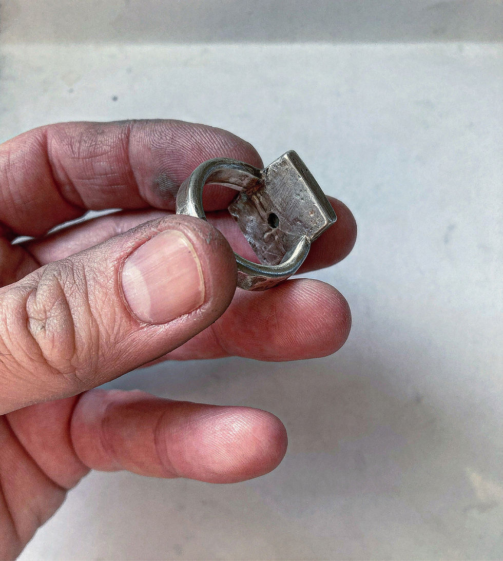 Thumbnail: men's & women's handcrafted designer sterling silver framed larimar statement ring - biker rocker rebel engagement jewelry