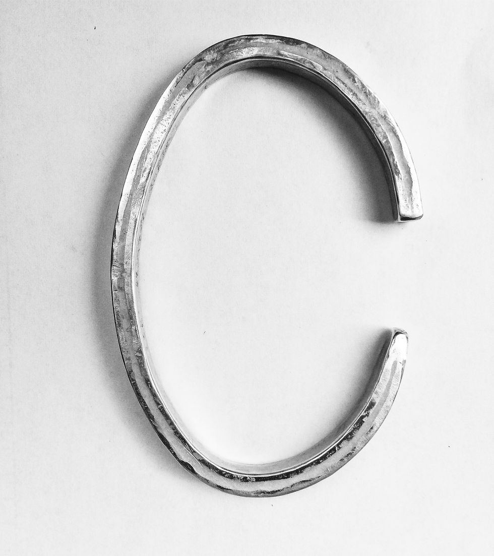 Thumbnail: Men's Anvil forged bracelet sterling silver cuff bracelet. Handcrafted designer cuff bracelet jewelry for men & women.