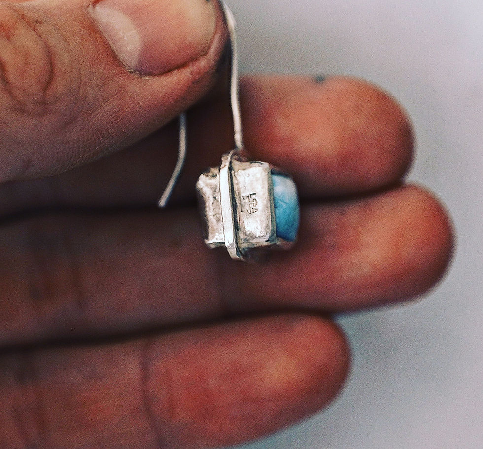 Miniatura: Women's Sterling silver Larimar Dangle Earrings - Designer jewelry