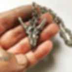 Thumbnail: Men's Sterling Silver Bull Skull Pendant Necklace. Designer Cow Skull Silver Necklace for Men & Women. Handcrafted Designer