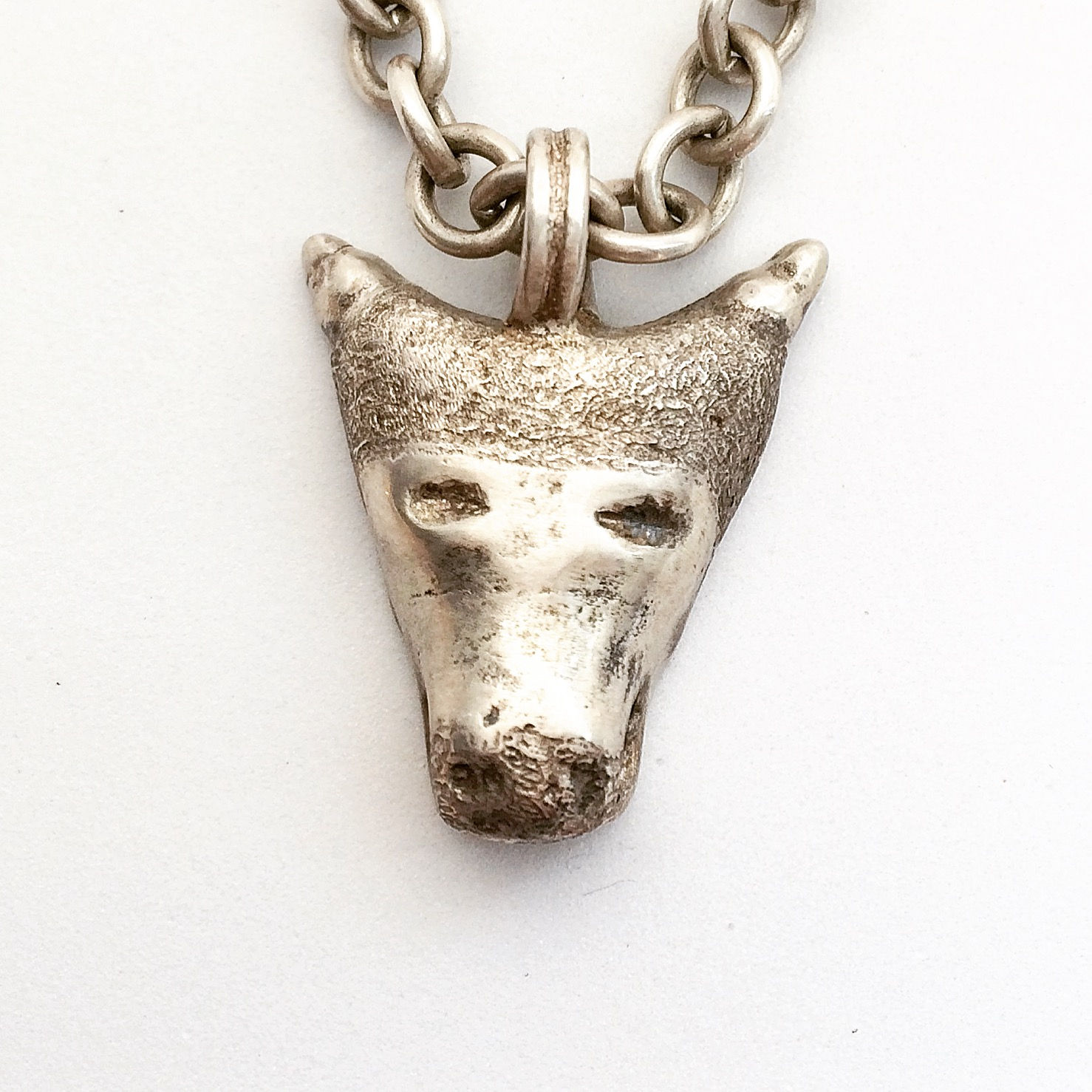 men's Sterling silver Demon statement necklace. Demon pendant jewelry for men & women. Designer biker