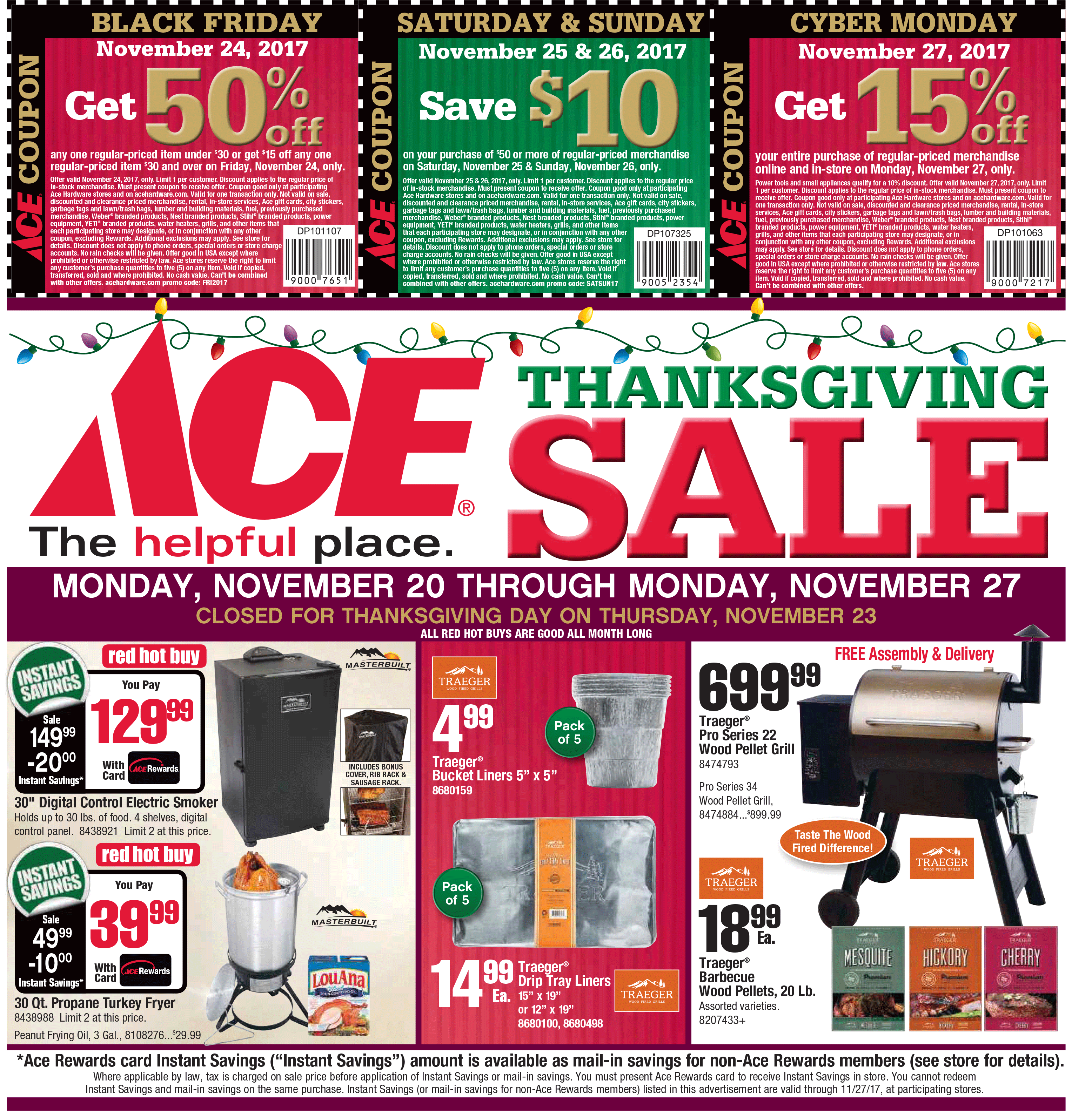 ACE Thanksgiving Sale going on now through November 27th!
