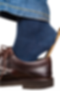 Long-handled shoe horn is a simple tool with a curved, flat surface and an extended handle.