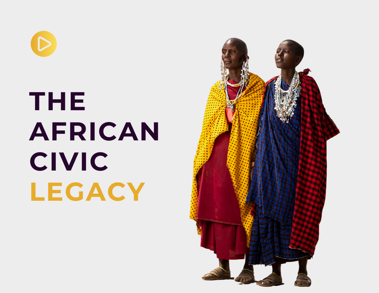 two people standing next to each other with the words the african civic legacy behind them