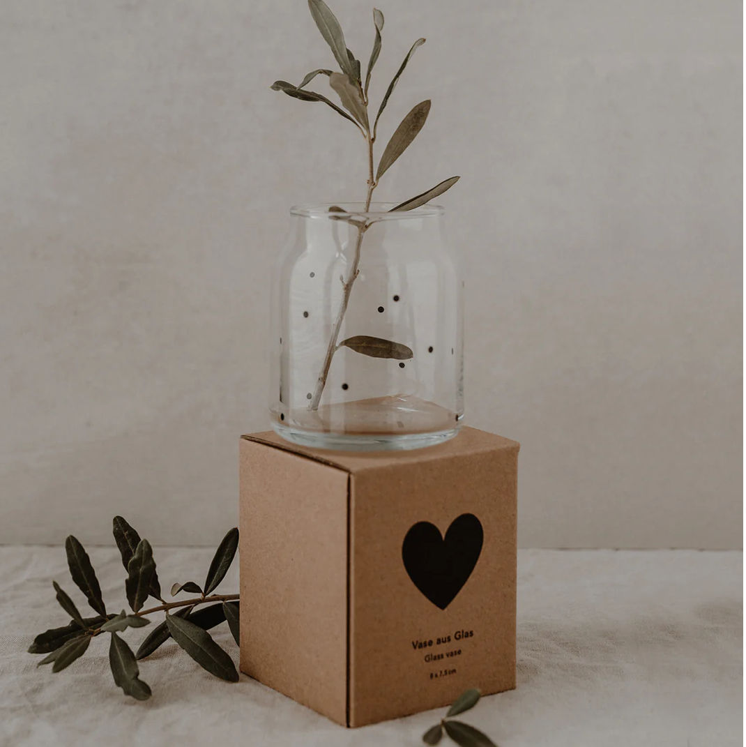 Vase aus Glas mit Punkte klein