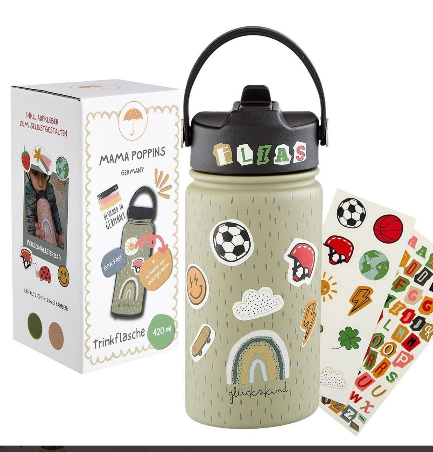 Trinkflasche Kohlensäure geeignet grün