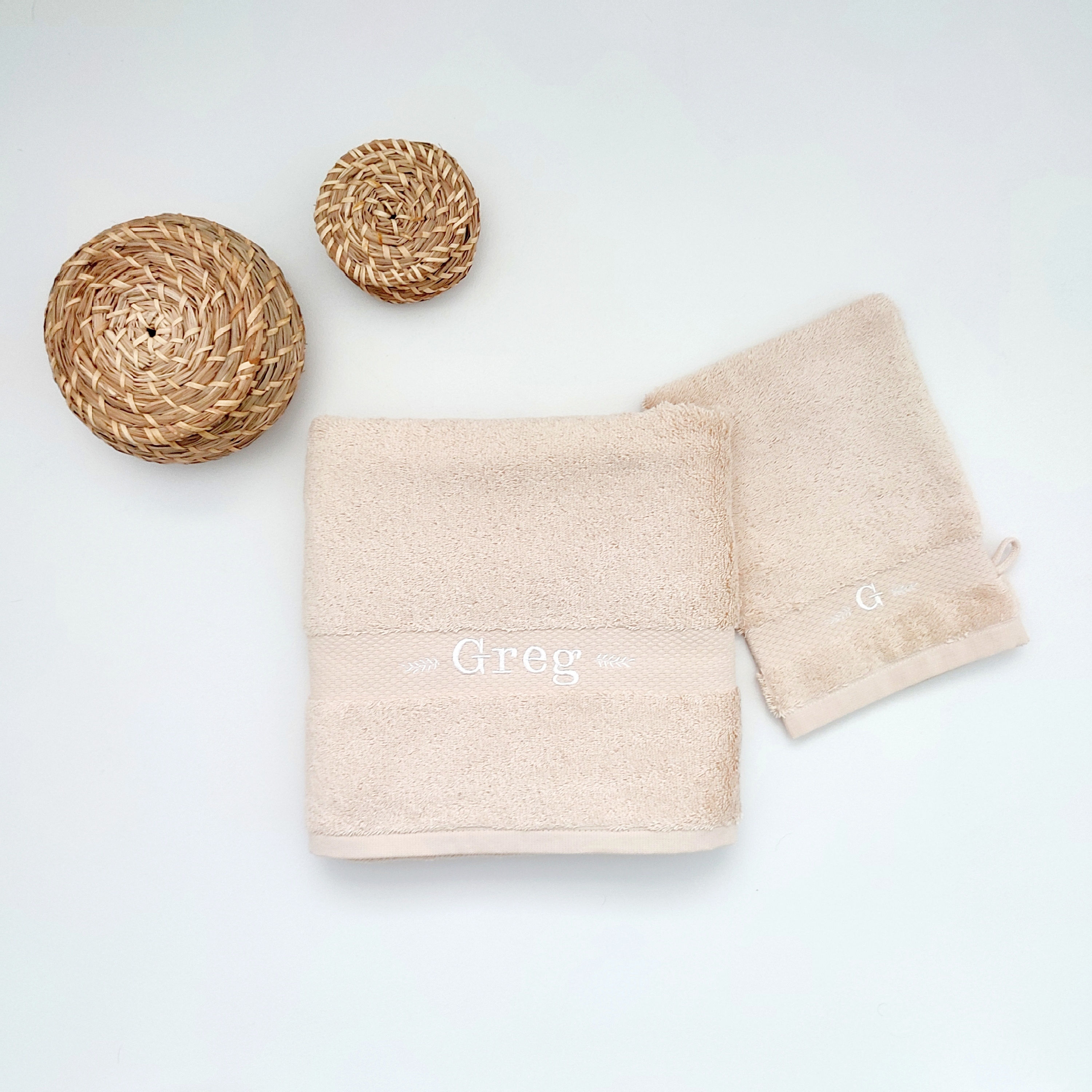 Ensemble de serviettes de bain brodées personnalisées bébé/enfant BLE