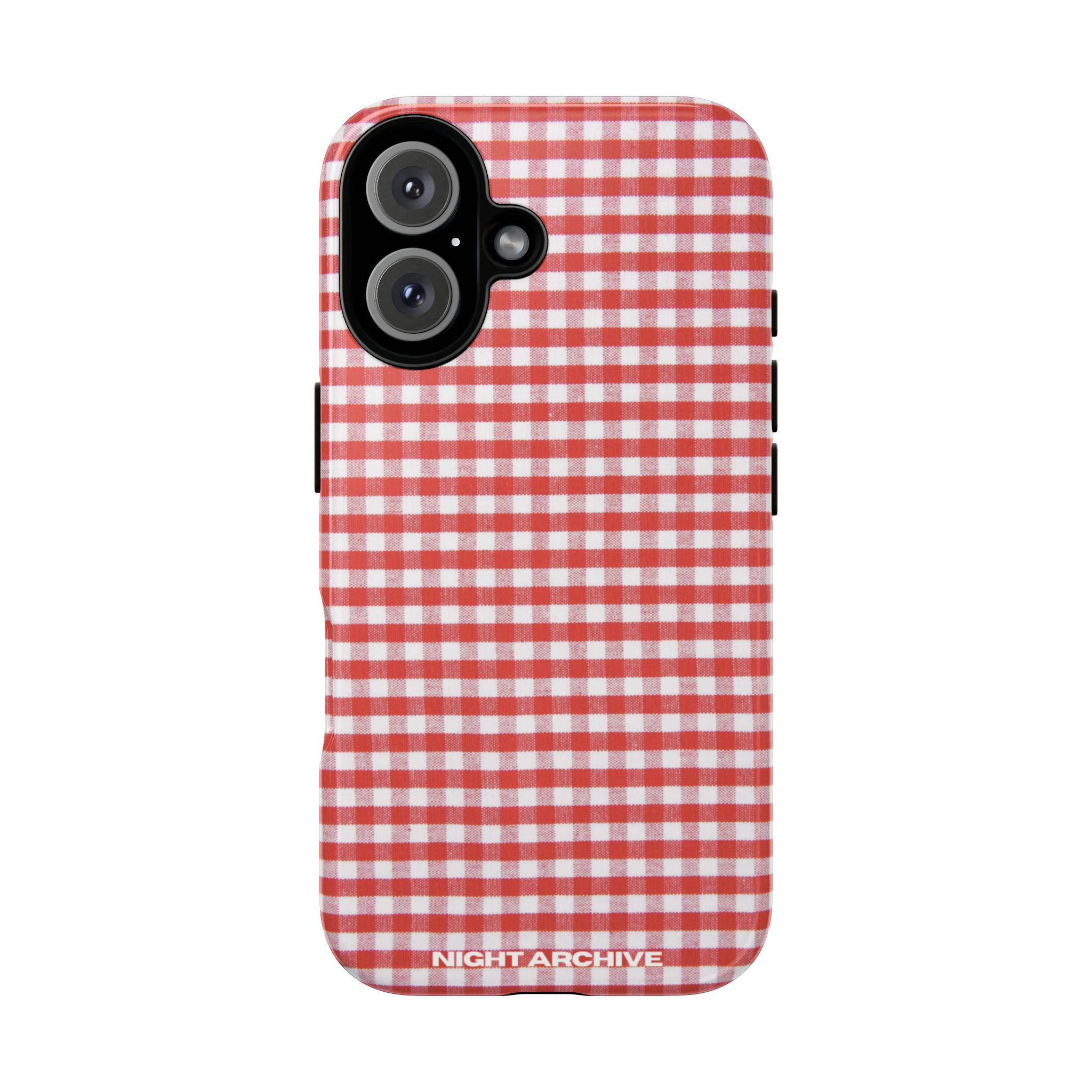 Red Gingham Tough Phone Case — Durable Checkered Protective Cover