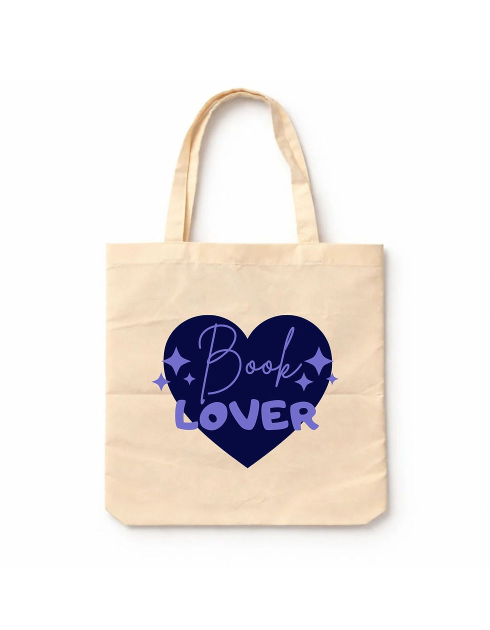 Totebag de manta de 40 × 40 cm con diseño tipográfico “Book Lover” impreso en DTF, ideal para amantes de los libros.