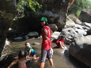 Enjoying a refreshing dip in the river