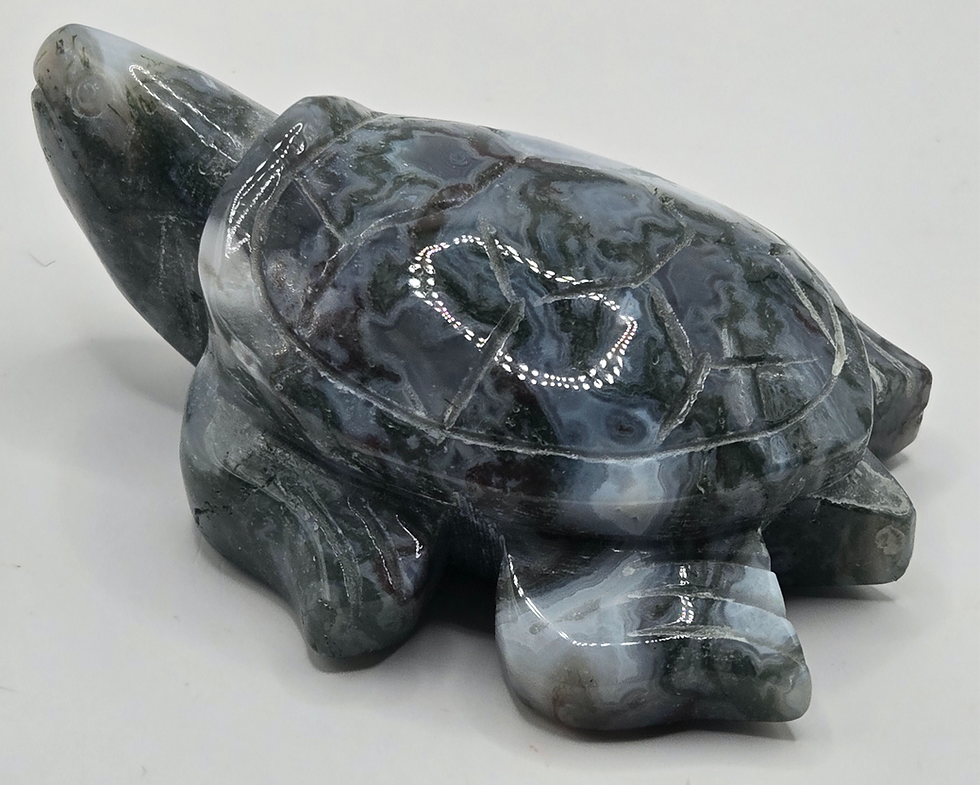 Thumbnail: Moss Agate Turtle Carving