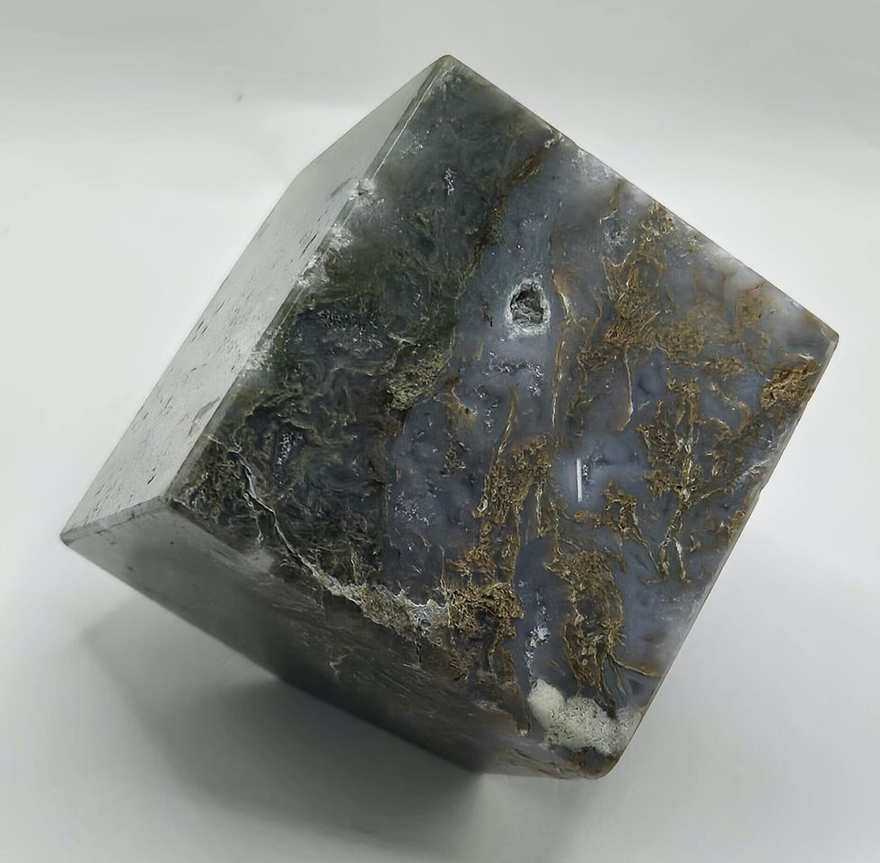 Moss Agate Floating Cube