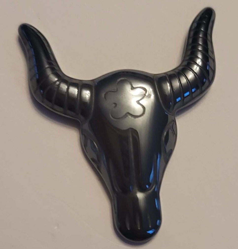 Hematite Steer Skull Carving