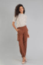 Miniatura: Calça Jogger Alfaiataria Feminina em Malha Marrom