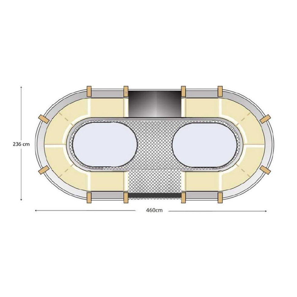 Footprint and Measurements of the Large Oval House Ornate Garden Pod