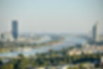 View of Vienna with the Danube, the Danube Island, and the new Danube