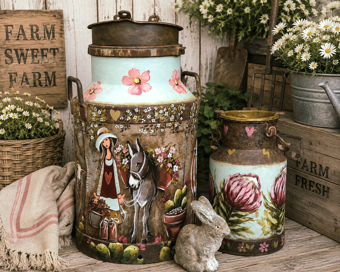 Painted Milkcan Set