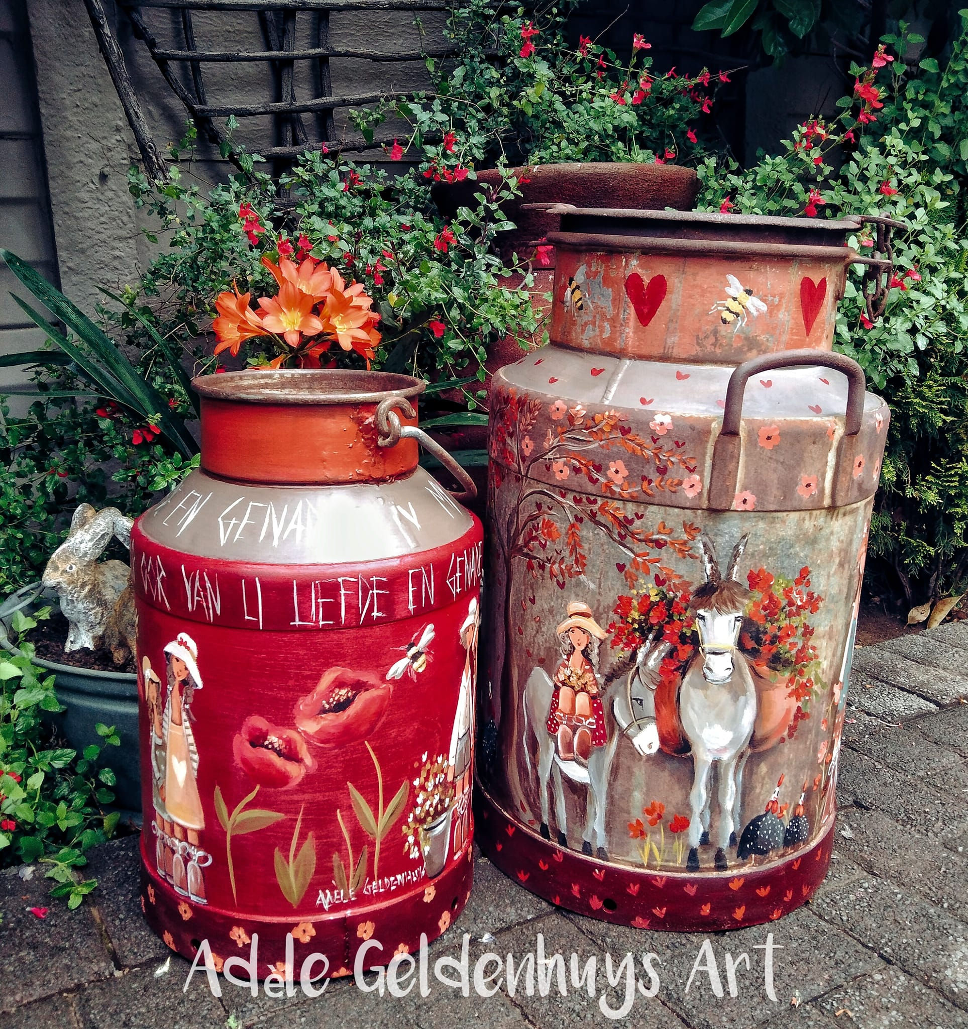 Painted milkcan set 4