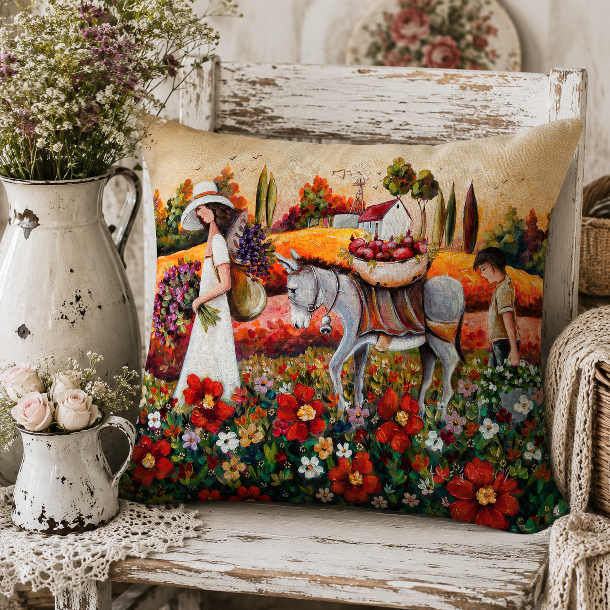 Linen Texture Scatter Cushion Cover - A countryside symphony