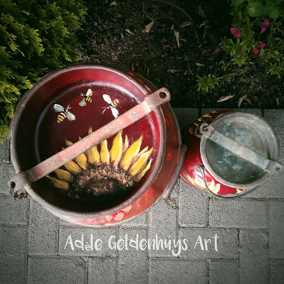 Thumbnail: Painted milkcan set - sunflowers, lanvender and figures