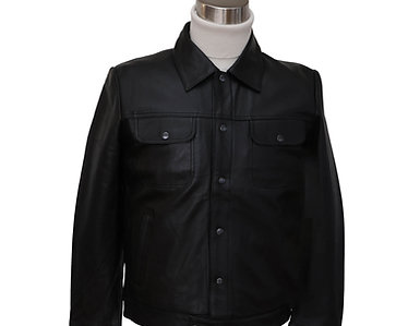 Leather jean jacket