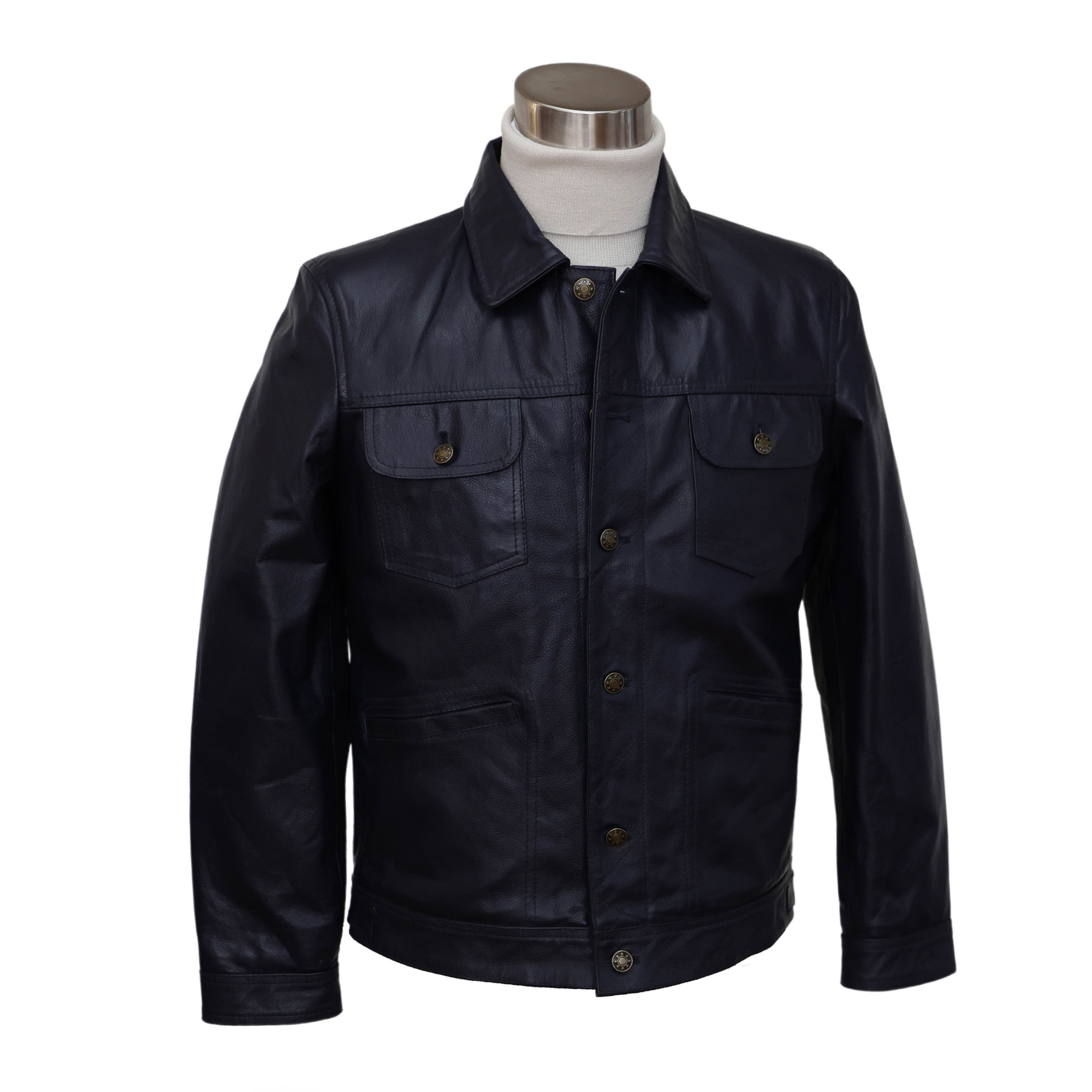 Leather western jacket (navy)