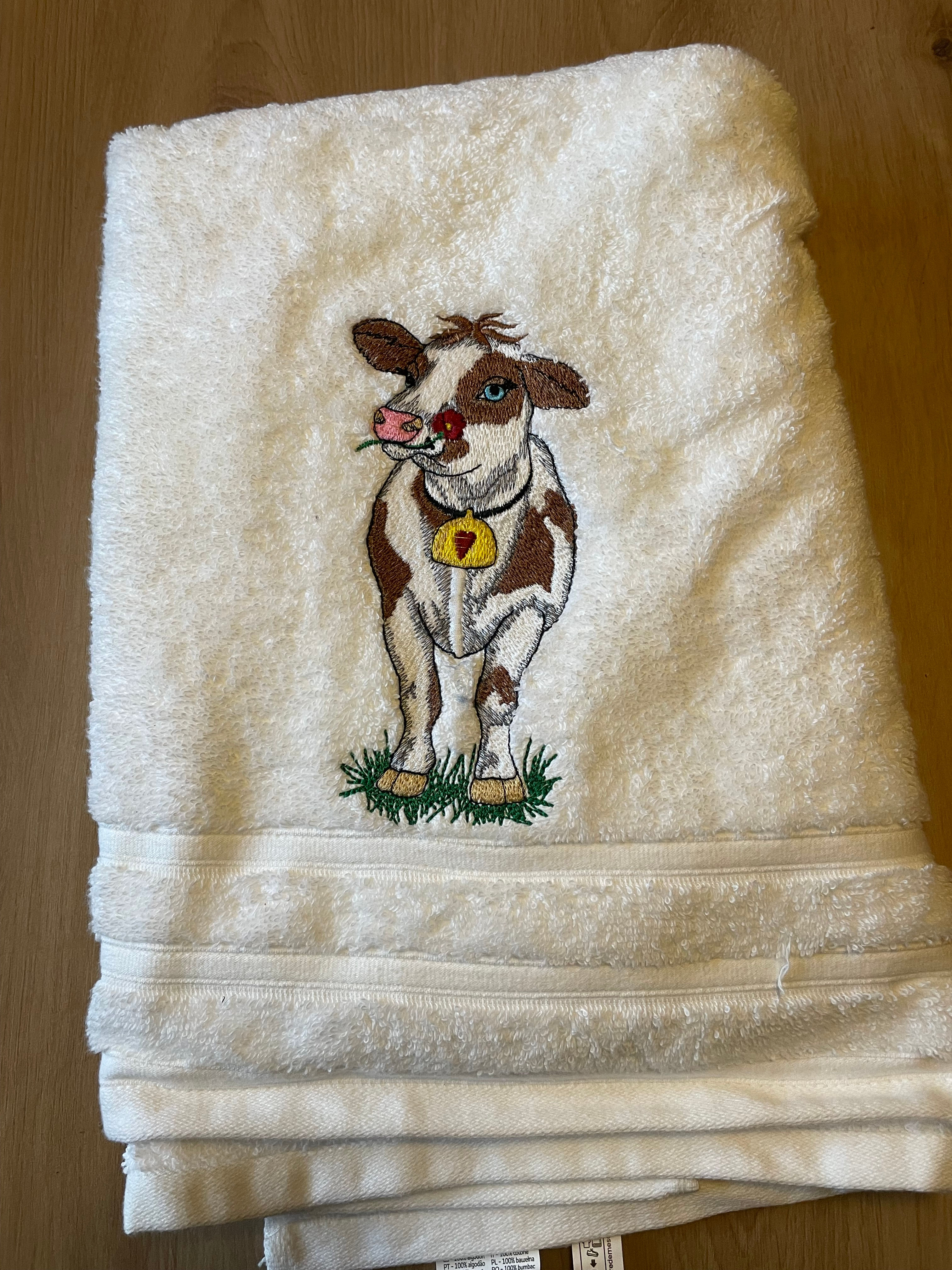 Serviette de toilette "vache"