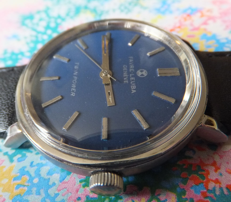 Thumbnail: Blue Dial Favre-Leuba "Twinpower" 35mm Manual Winding Watch