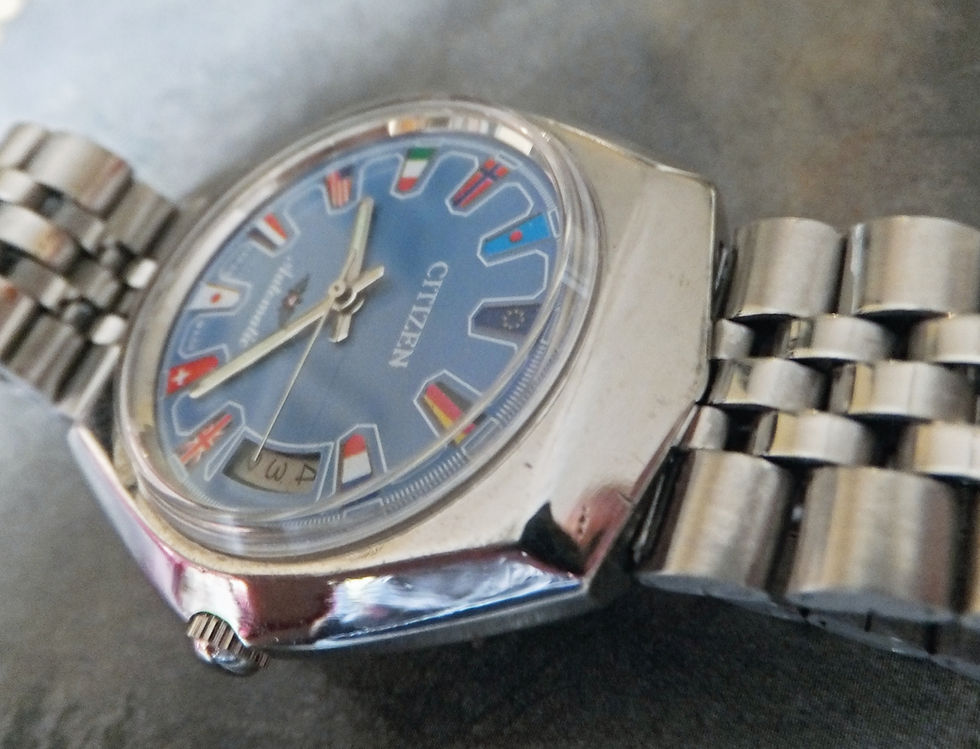 Thumbnail: Citizen Blue "Flag" Dial 36mm 21 Jewel Automatic Winding Bracelet Watch