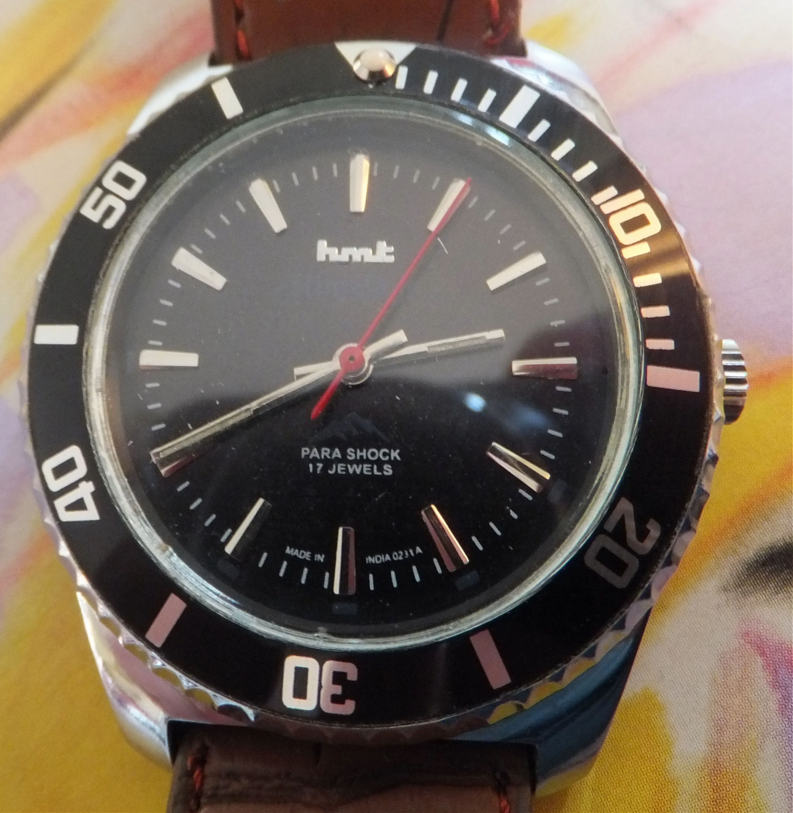 Made in India - "Himalaya" 40mm Black Diver Style Manual Movement Watch by HMT