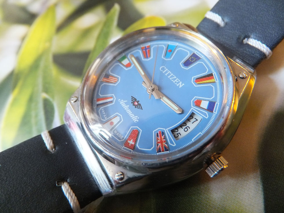 Thumbnail: Citizen Blue "Flag" Dial 36mm 21 Jewel Automatic Winding Watch
