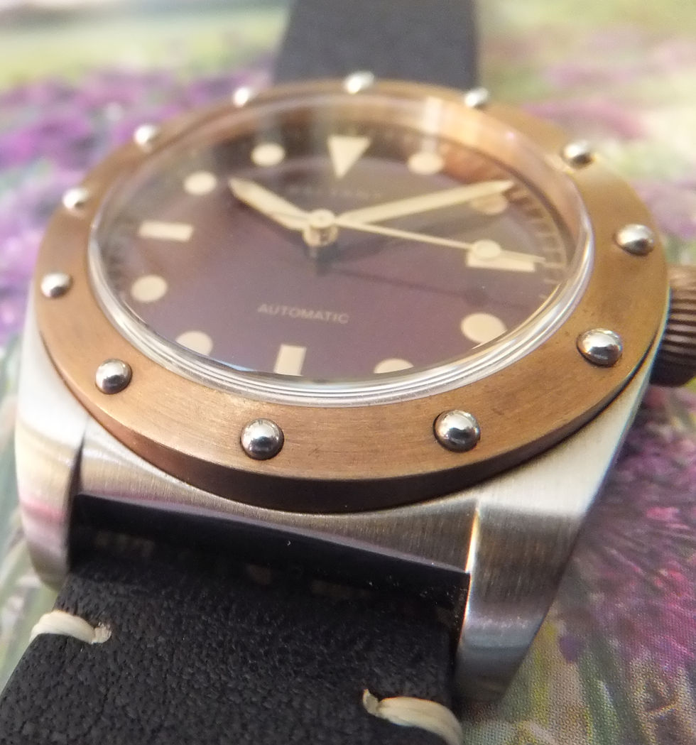 Thumbnail: Baltany Bronze Bezel Vintage Watch Seiko NH38 Auto Mechanical Movement