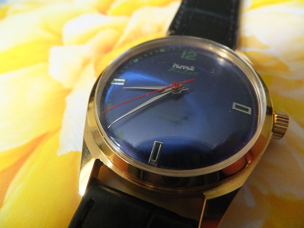 Thumbnail: HMT Made In India "Pilot" Classic Deep Blue Dial Manual Winding Watch