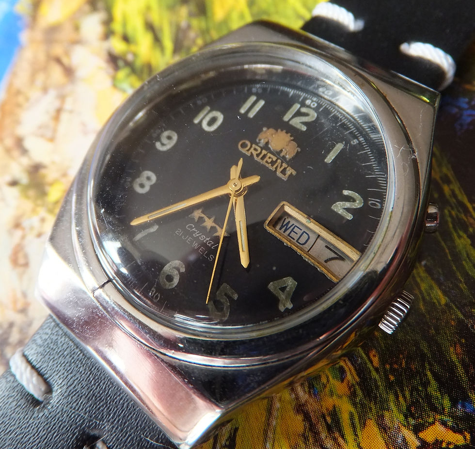 Thumbnail: Black Dial 1970's Orient Automatic Japanese Made Watch