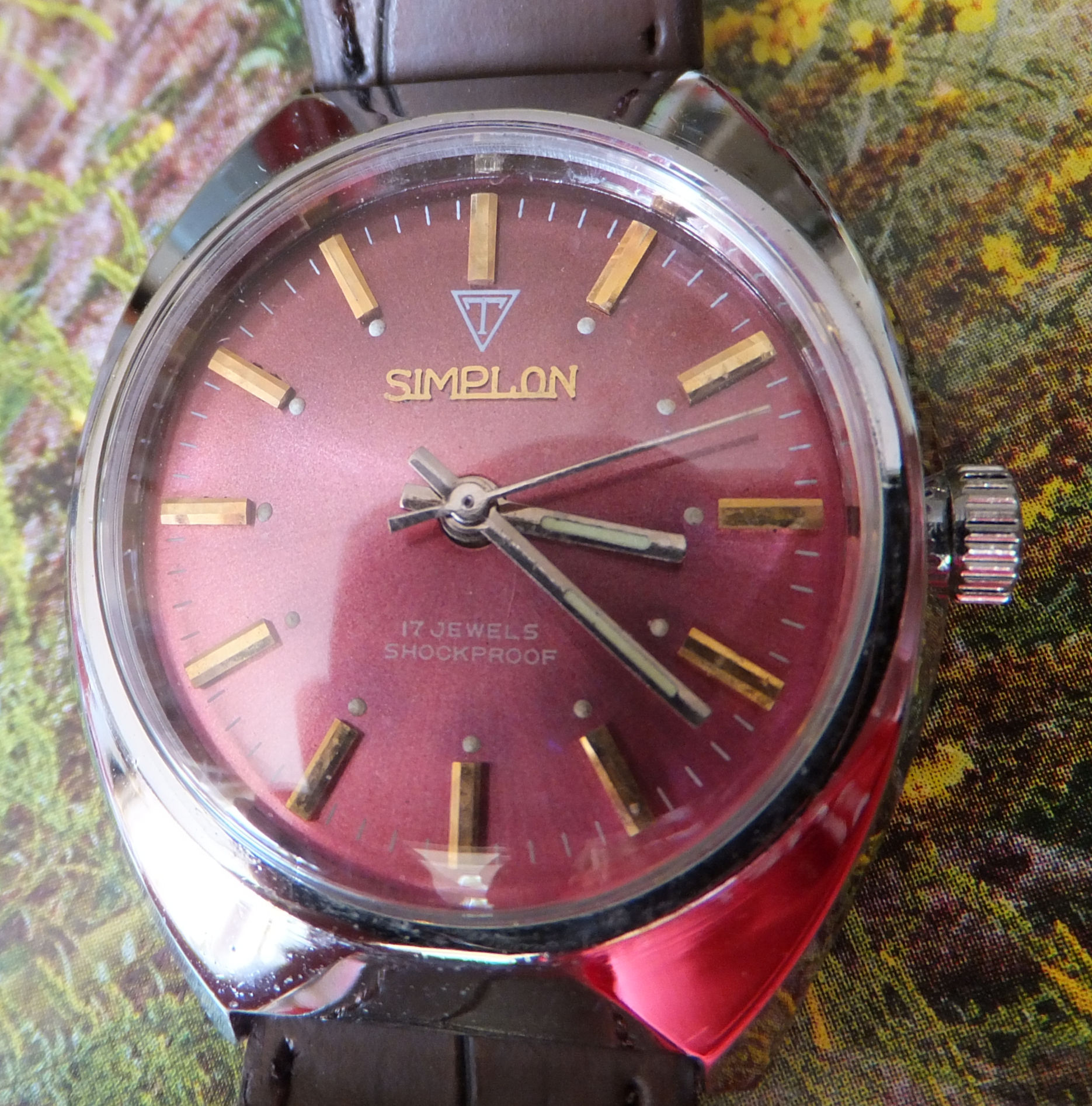 Scarlet Dial Simplon 17 Jewel Manual Wind Watch