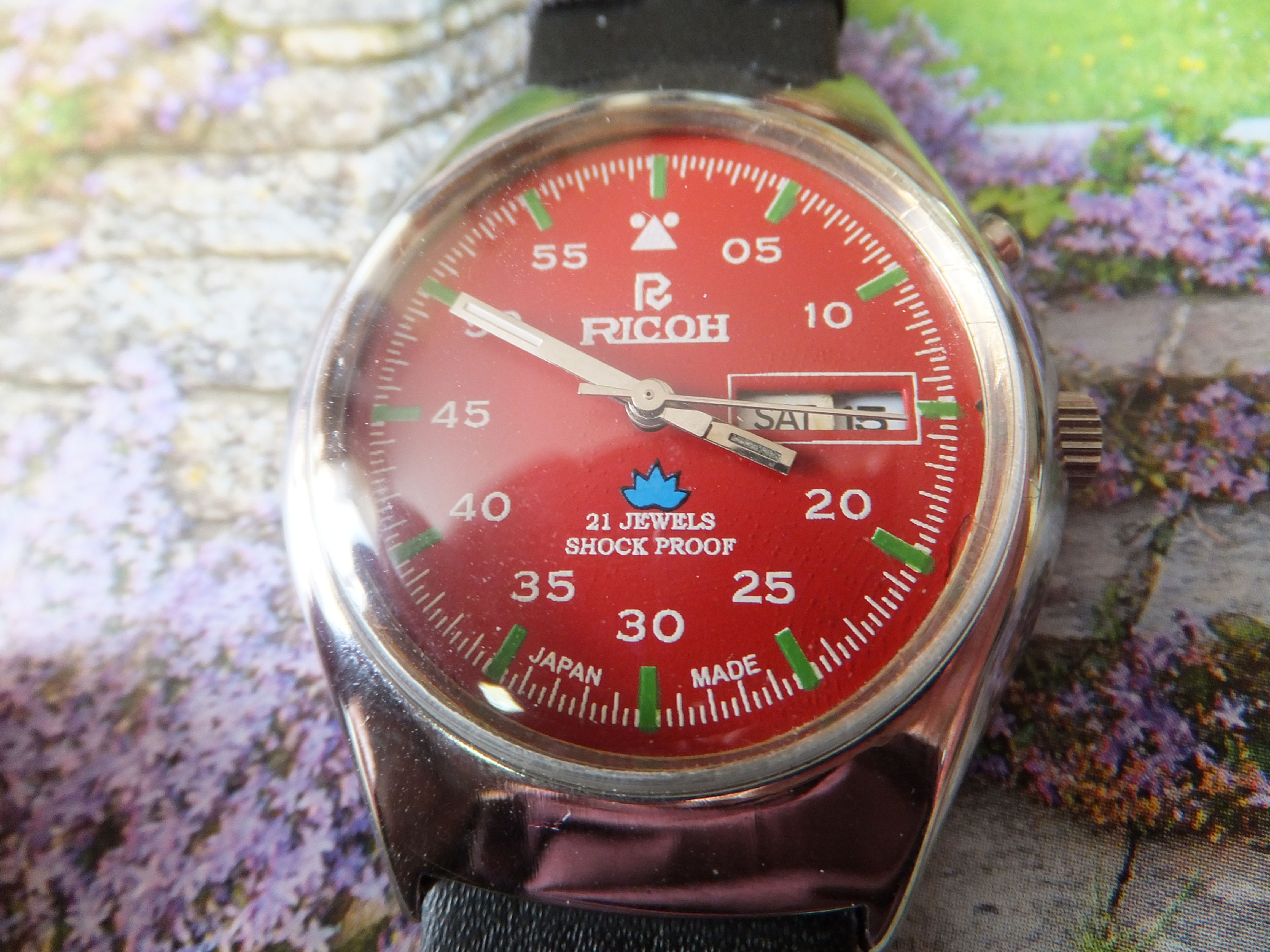 Red Field Dial 36mm 1970's Japanese Automatic Watch by Ricoh - Overhauled