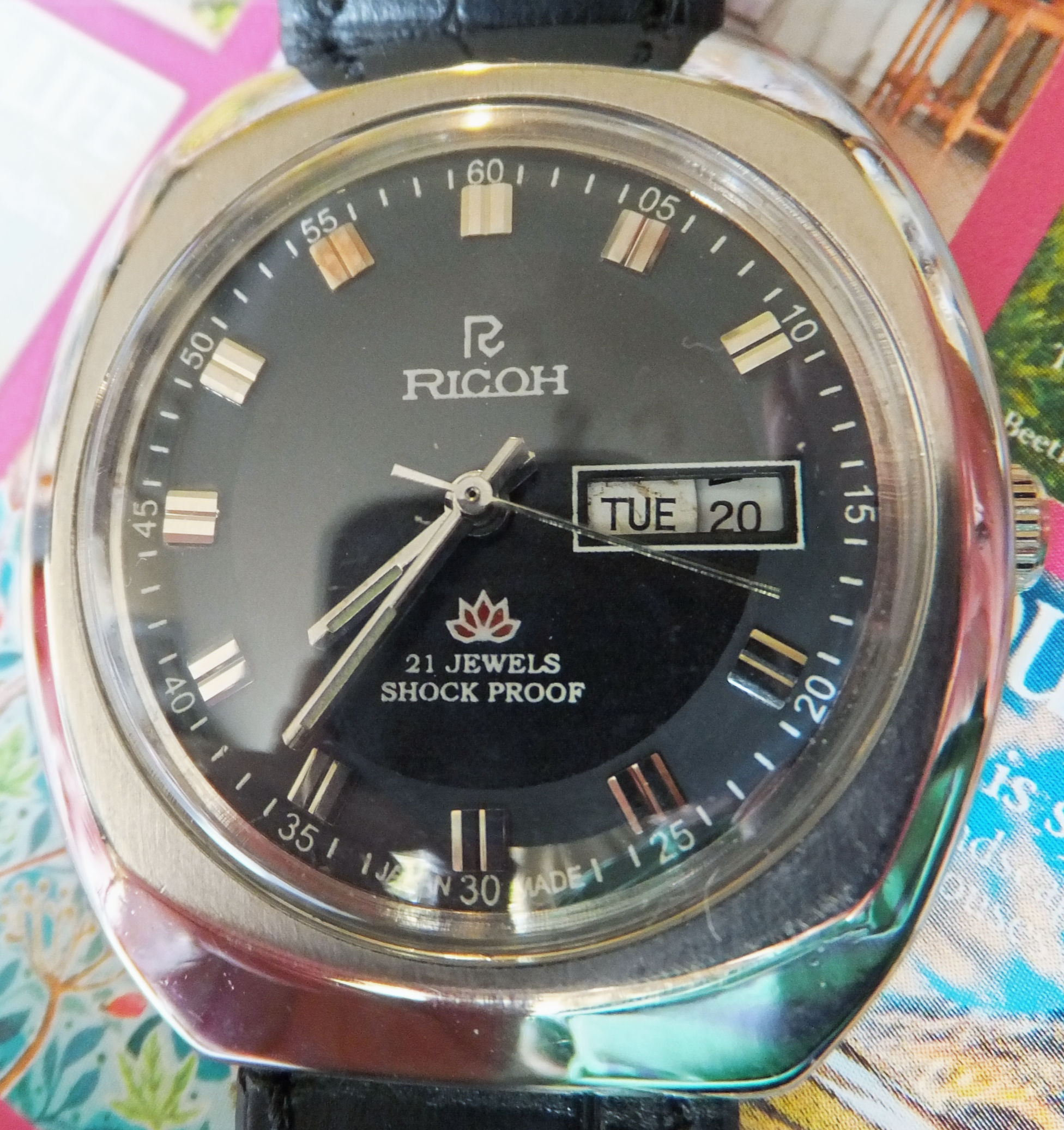 Ricoh Automatic Black/Grey Dial 37mm 1970's Japanese Made Watch