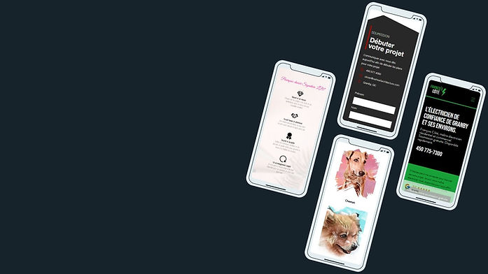 Exemples de sites web créés par Melissa Lavigne sur mockups de téléphone mobile