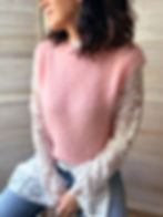 pull sans manches en mohair rose femme tendance