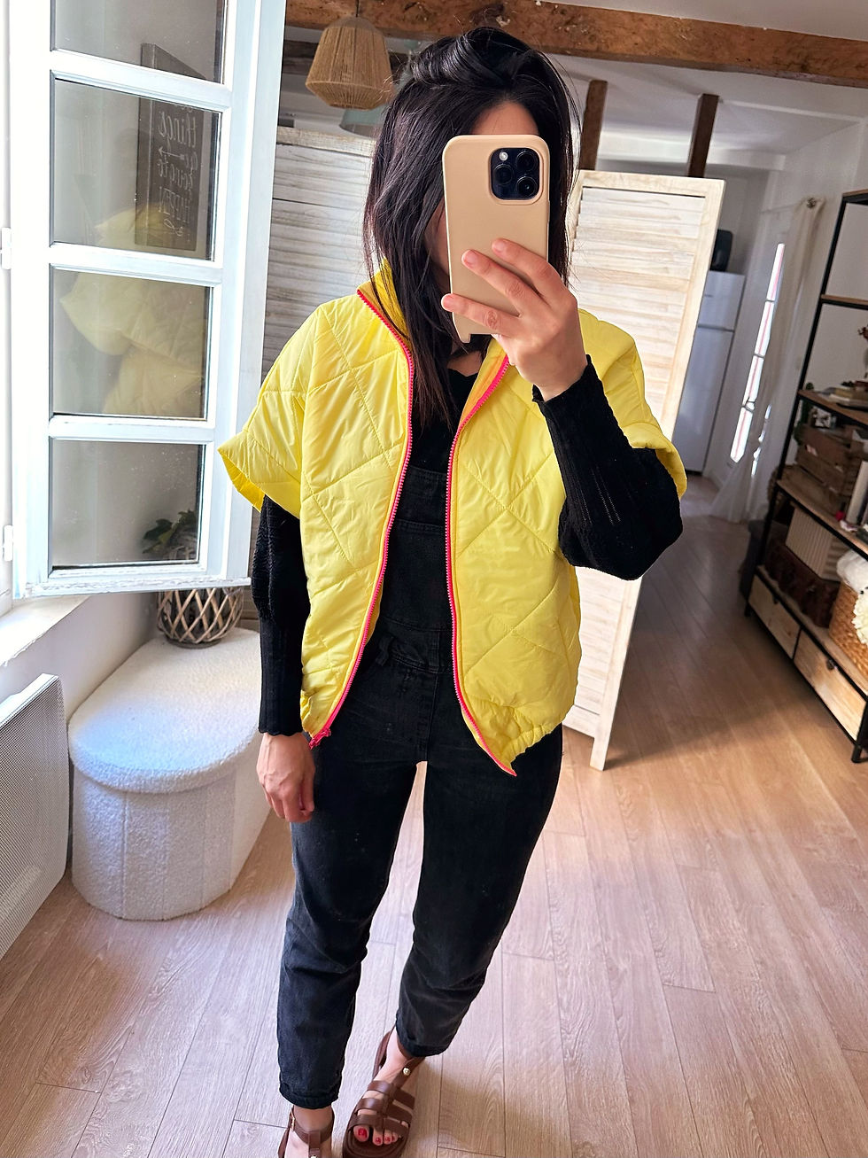 Miniatura: gilet doudoune jaune look casual chic