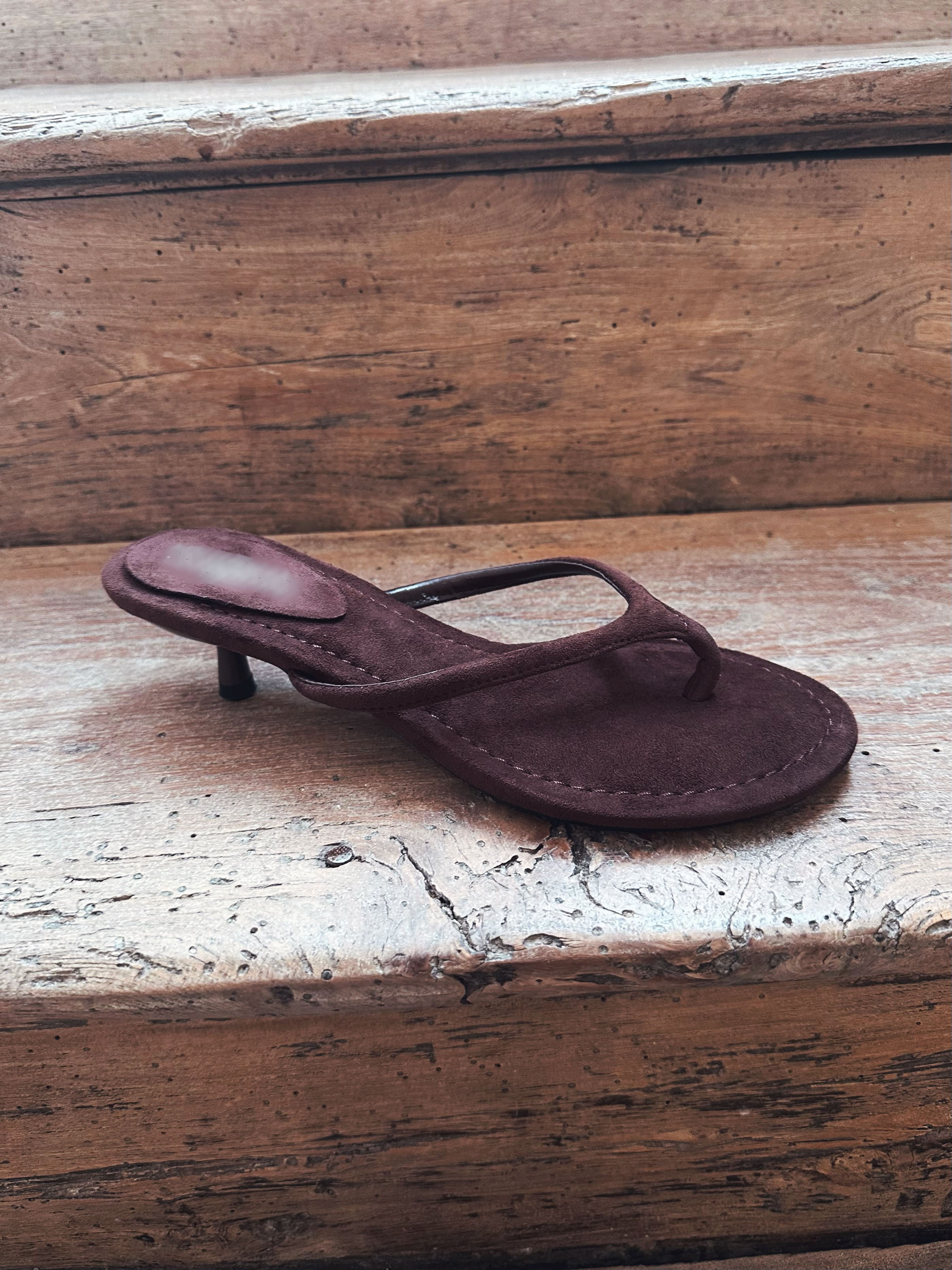 Tongs à talons chocolat - INÈS