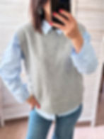 Pull sans manches en laine gris femme tendance