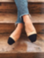 Miniatura: chaussures femme plates beige bout noir