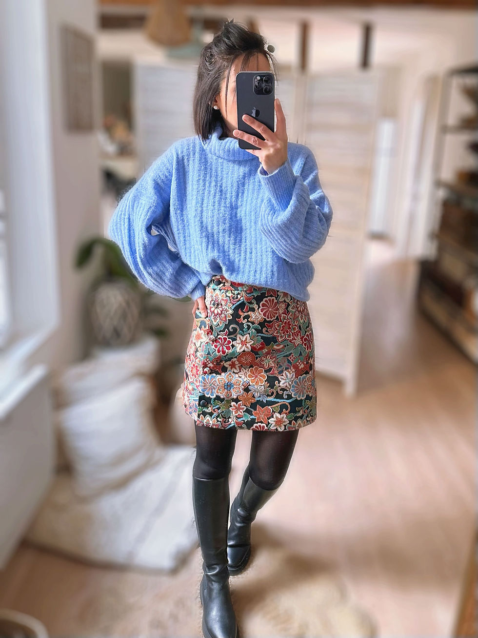 pull en laine bleu femme automne hiver chaud et doux