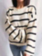 Pull marin femme en maille coton coupe droite