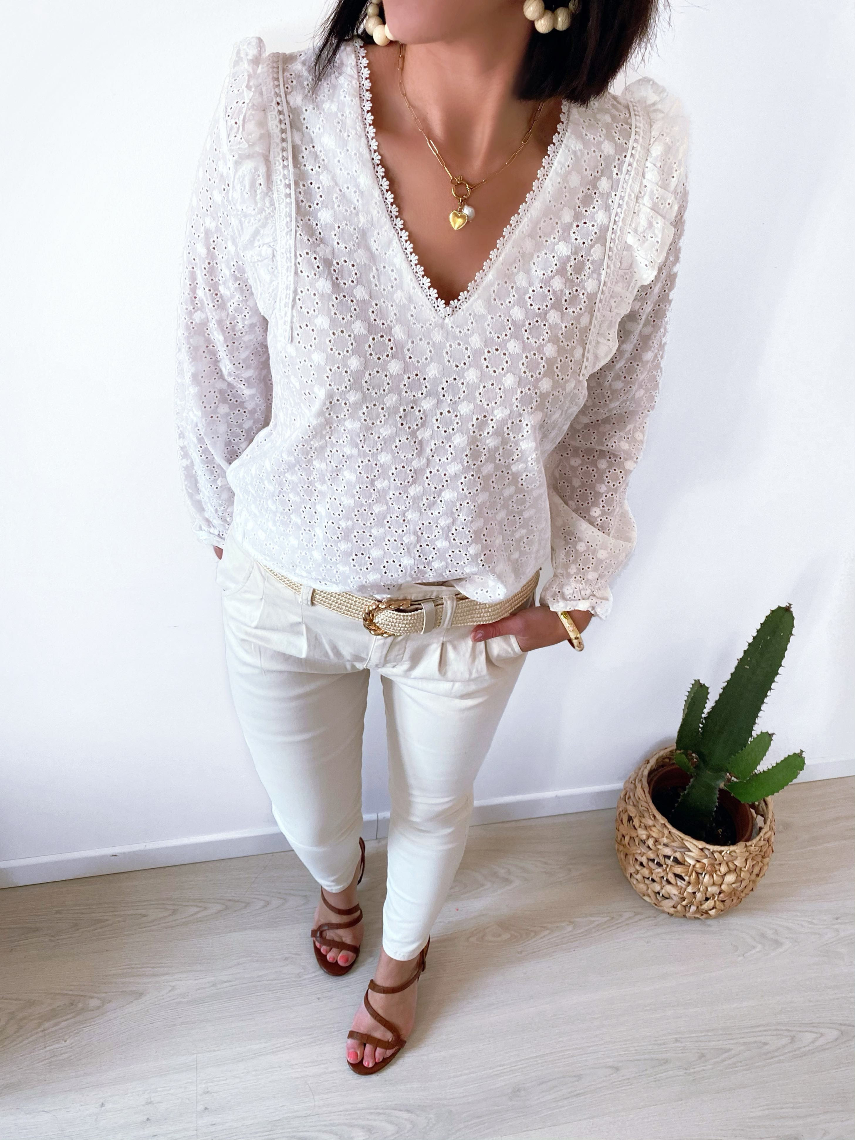 Pantalon écru en coton