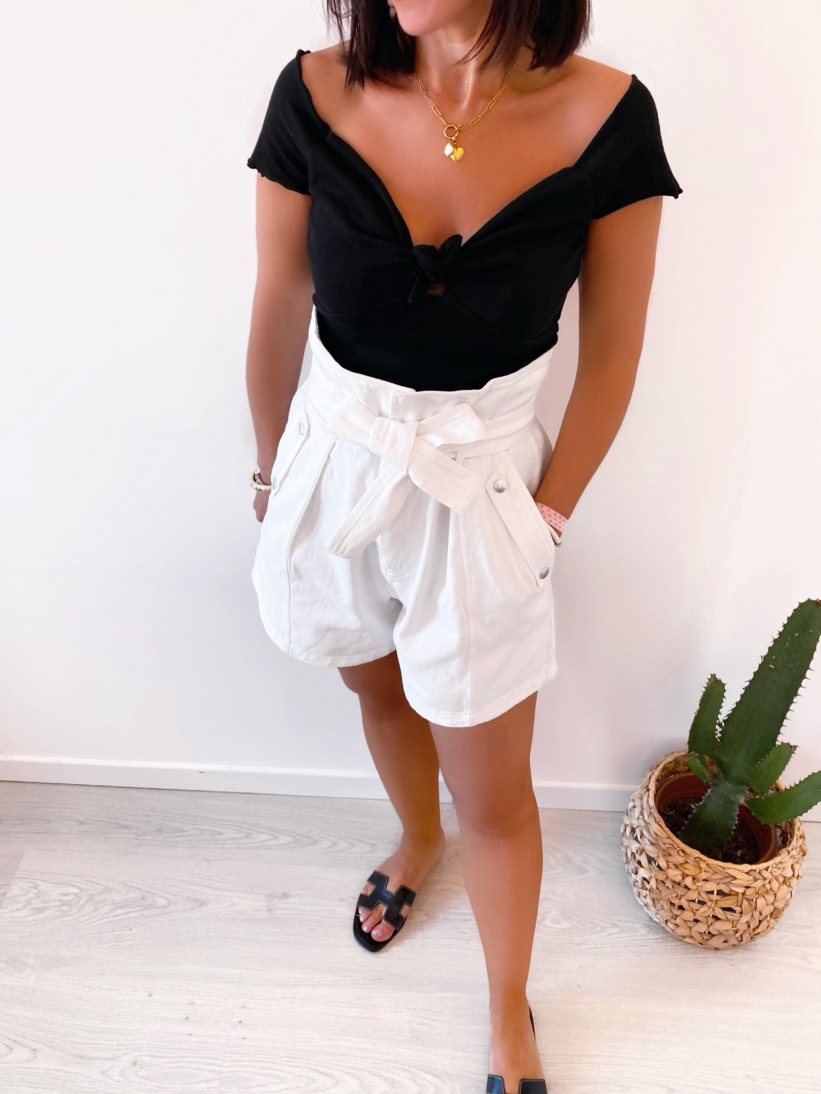 Short blanc en jean